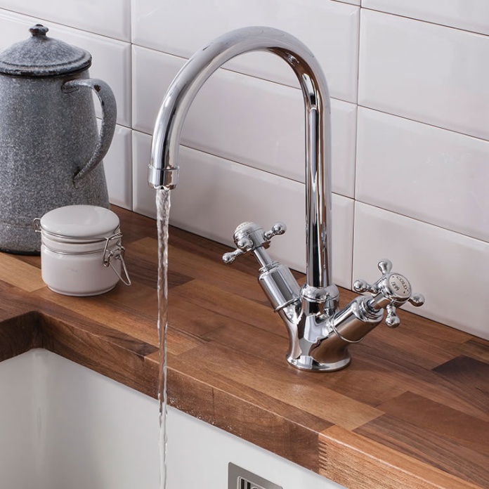 Product Lifestyle image of the Crosswater Belgravia Crosshead Two Handle Kitchen Mixer