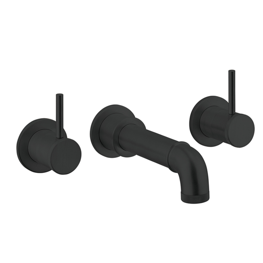 Photo of Crosswater MPRO Industrial Carbon Black Bath Spout & Wall Stop Taps