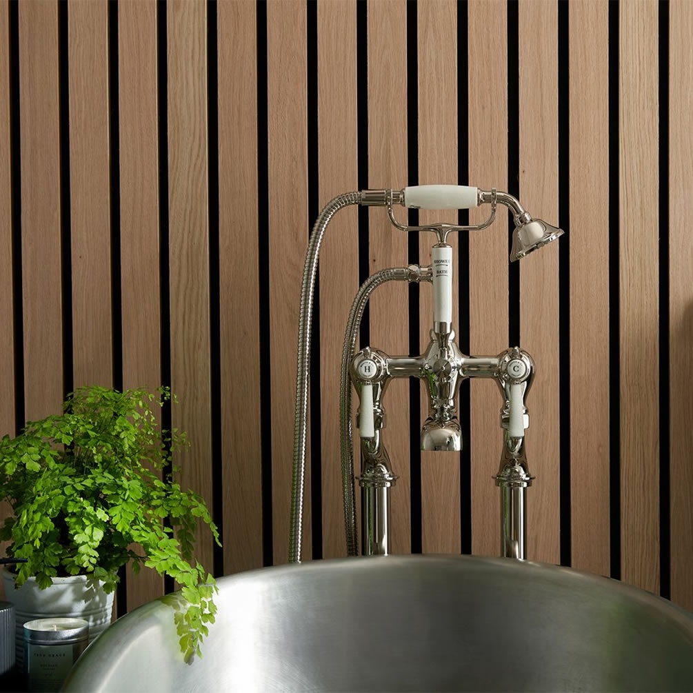Booth & Co. Axbridge Lever Nickel Freestanding Bath Shower Mixer - Lifestyle Image 1