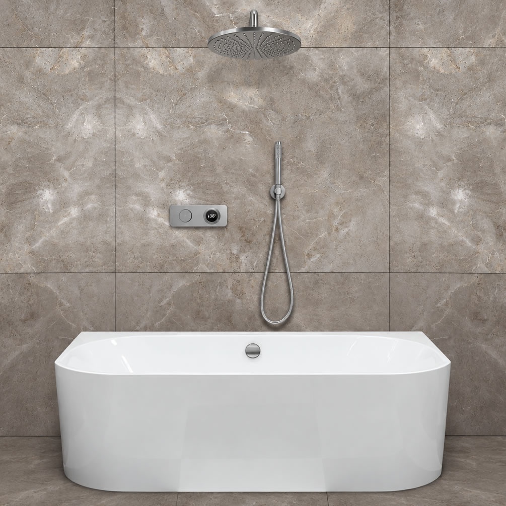 Lifestyle image of TED TOGO Chrome Triple Outlet Digital Shower Bath Set