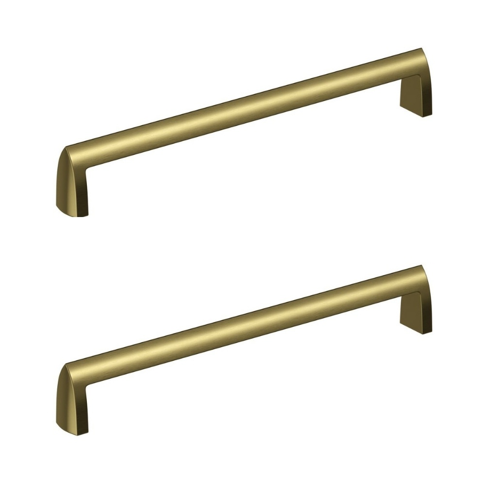Apex Pair of Brushed Brass 175mm Sleek Furniture Handles  Cut out 1