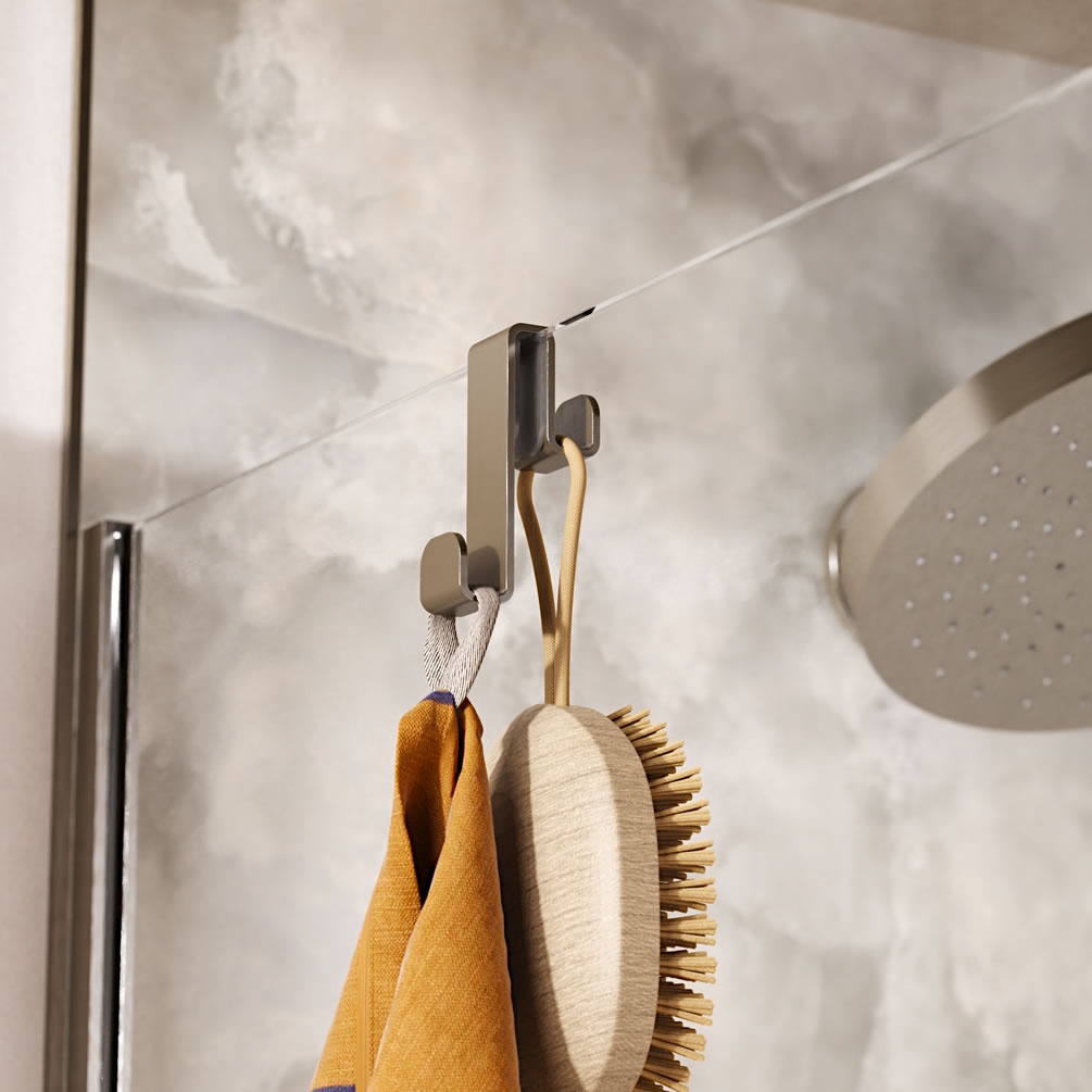 Lifestyle image of Crosswater Fold Brushed Nickel Double Shower Hook