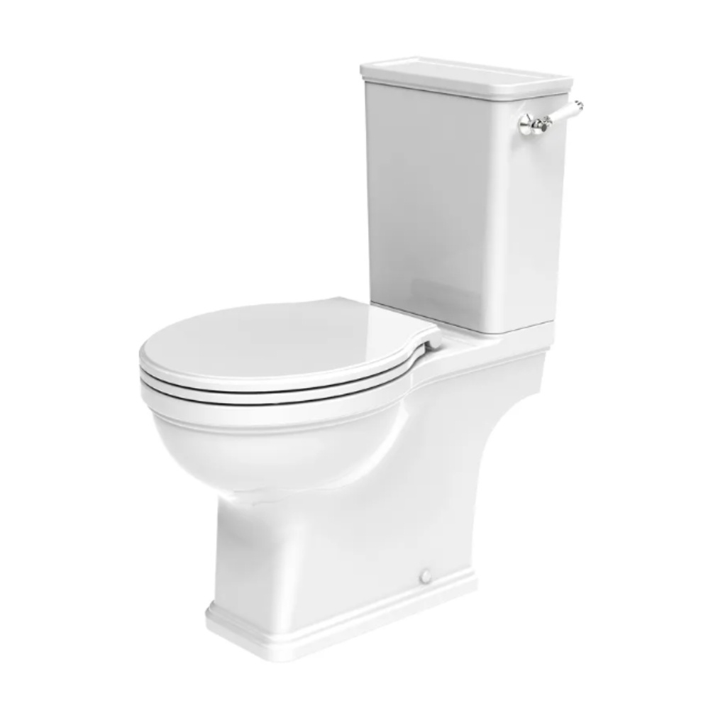 Product cut out image of the Tavistock Marston Close Coupled Open Back Toilet with Chrome Handle
