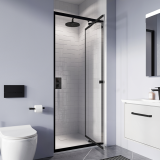 Photo of Crosswater Clear 6 Matt Black Infold Shower Door in Recess