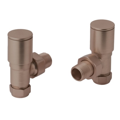 JTP Brushed Bronze Angled Radiator Valves Cut Out