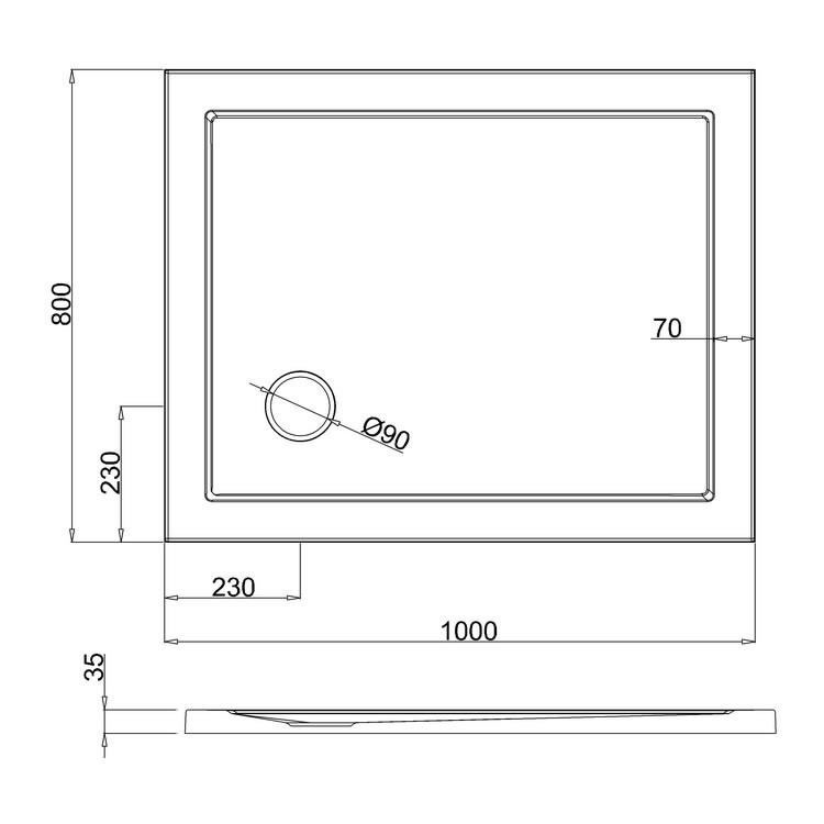 Zamori 35mm Rectangular 1000mm x 800mm Shower Tray Sanctuary Bathrooms