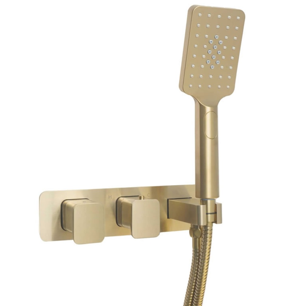 Cutout image of JTP Hix Brushed Brass Dual Shower Valve & Handset