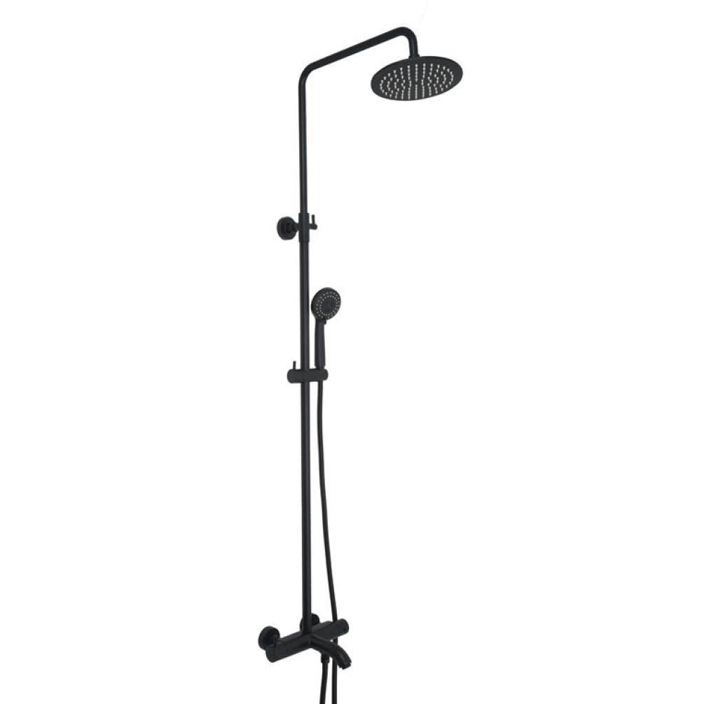 Cutout image of JTP Vos Matt Black Thermostatic Shower Bath Column