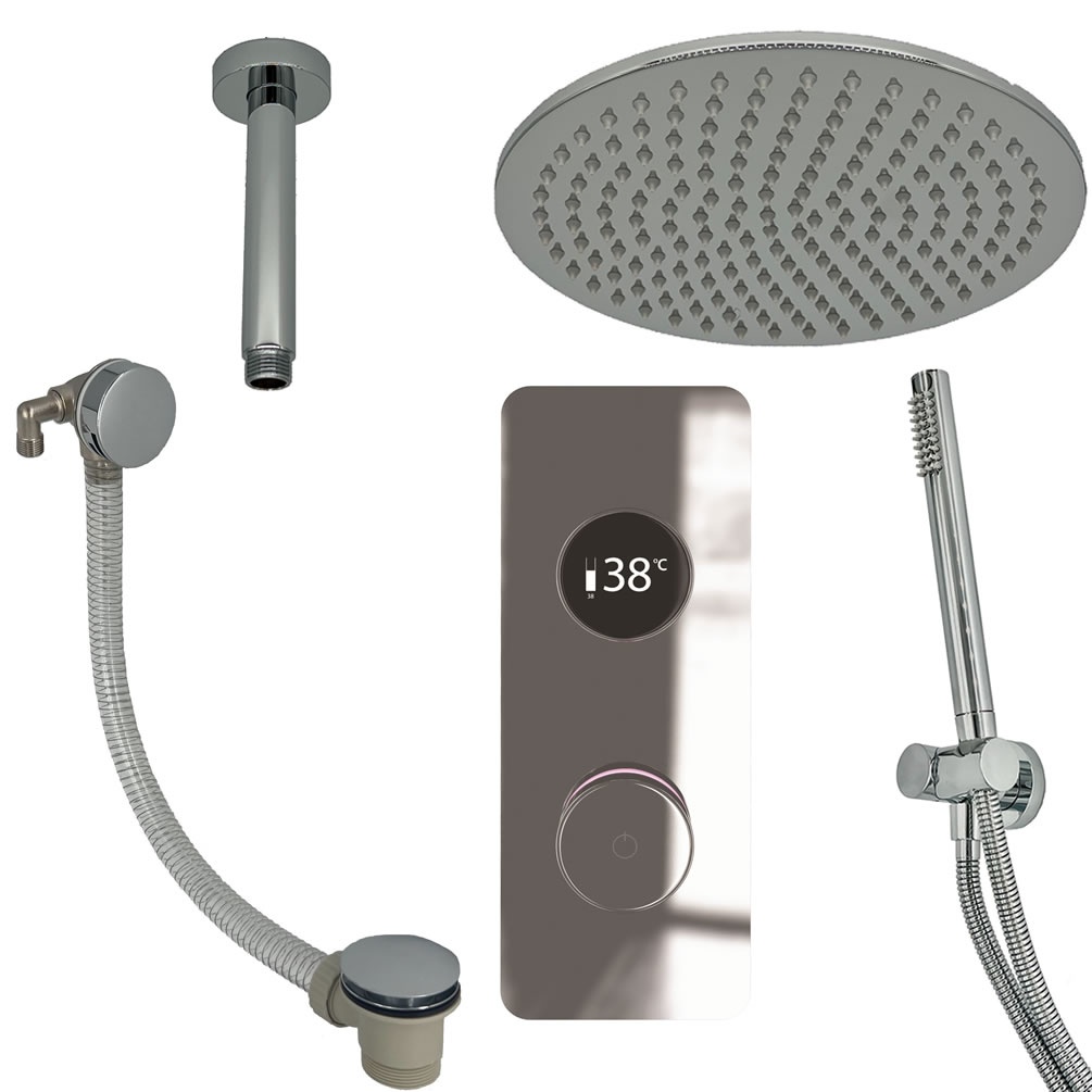 Cutout image of TED TOGO Chrome Triple Outlet Digital Shower Bath Set