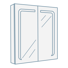 iconography image of a double door mirrored bathroom cabinet/two door bathroom cabinet