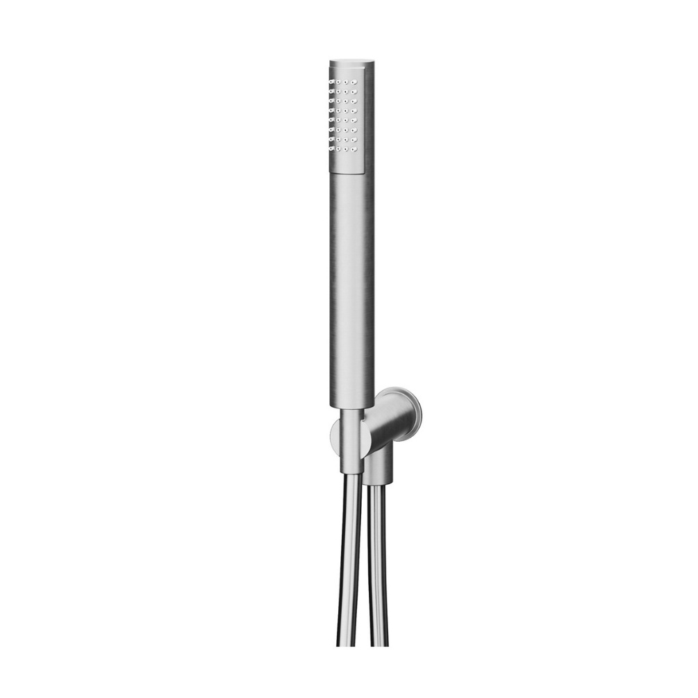 Product cut out image of the Abacus Emotion Chrome Handset with Hose, Round Wall Outlet & Holder