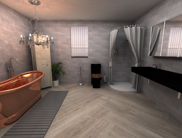 Digital image of a bathroom designed using the Santuary Bathrooms' 3D design tool