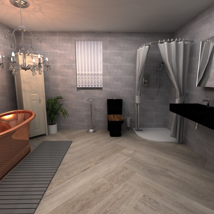 Digital image of a bathroom designed using the Santuary Bathrooms' 3D design tool