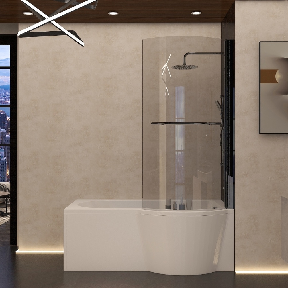 Imex Arco 1500mm x 850mm Premiercast Right Handed Shower Bath Lifestyle 1