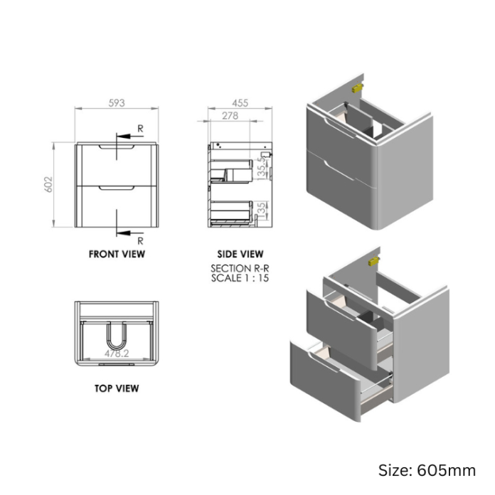Apex Matt Sage Green 2 Drawer Wall Hung Vanity Unit & Basin