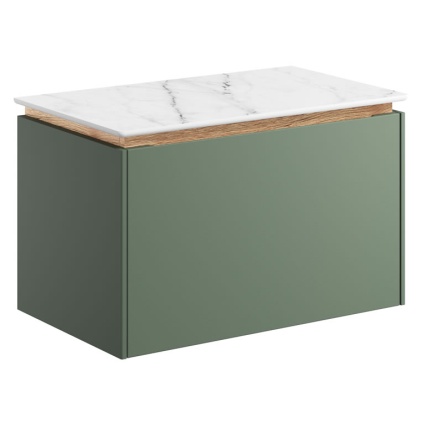 Cutout image of Crosswater Mada 600mm Sage Green Wall-Hung Vanity Unit & Worktop