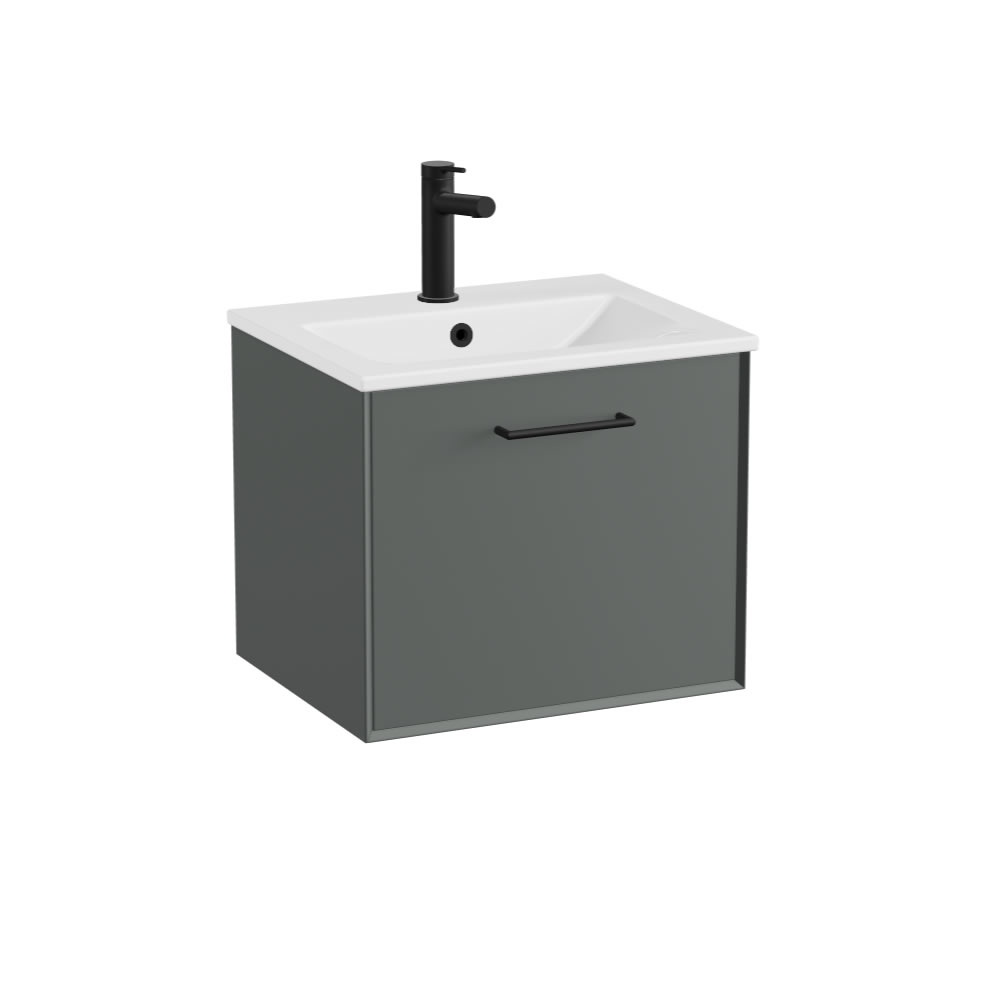 Vado Safari Smooth 500mm Charcoal Grey Wall Hung Vanity Unit & Ceramic Basin