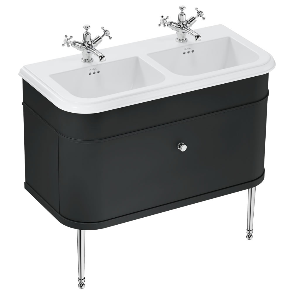 Burlington Chalfont 1000mm Ceramic Basin With Matt Black Unit & Chrome Legs