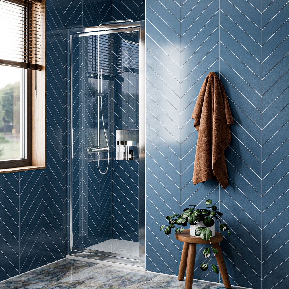 Lifestyle image of Crosswater Clear 6 Chrome 1000mm Infold Shower Door