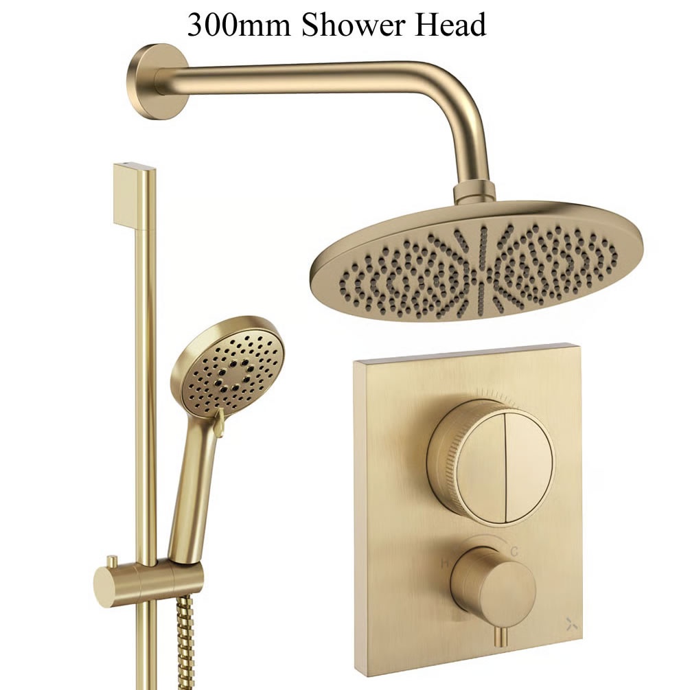 Cutout image of Crosswater Crossbox Push Brushed Brass Dual Outlet Slide Rail Shower Set