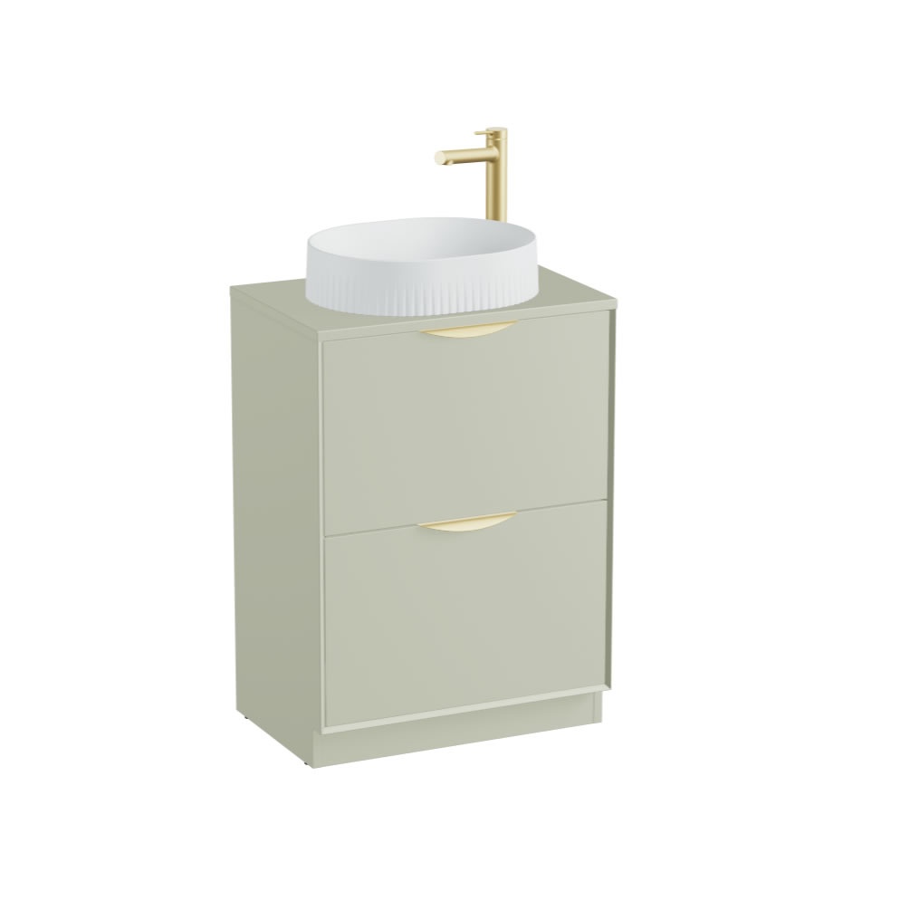 Vado Safari Smooth 600mm Sage Green Floorstanding Vanity Unit & Worktop