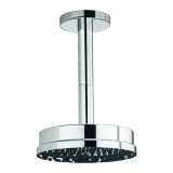 Product Cut out image of the Crosswater MPRO Industrial Chrome 8" Easy Clean Shower Head mounted via a ceiling arm
