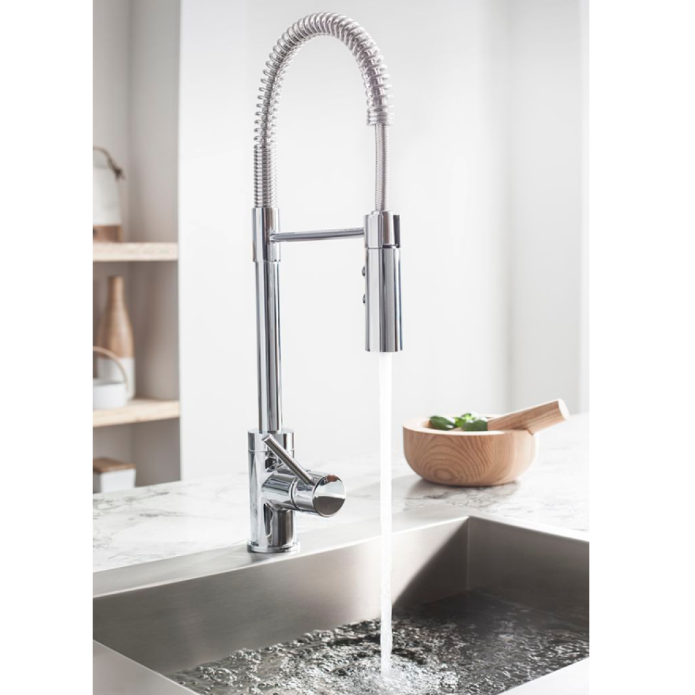 Product Lifestyle image of the Crosswater Cook Side Lever Kitchen Mixer with Flexi Spray