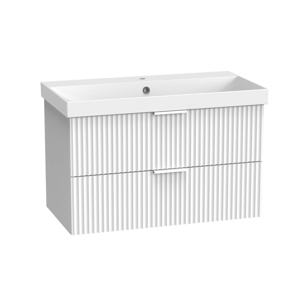 Tavistock Cadence Fluted 800mm Matt White Wall Hung Vanity Unit & Basin