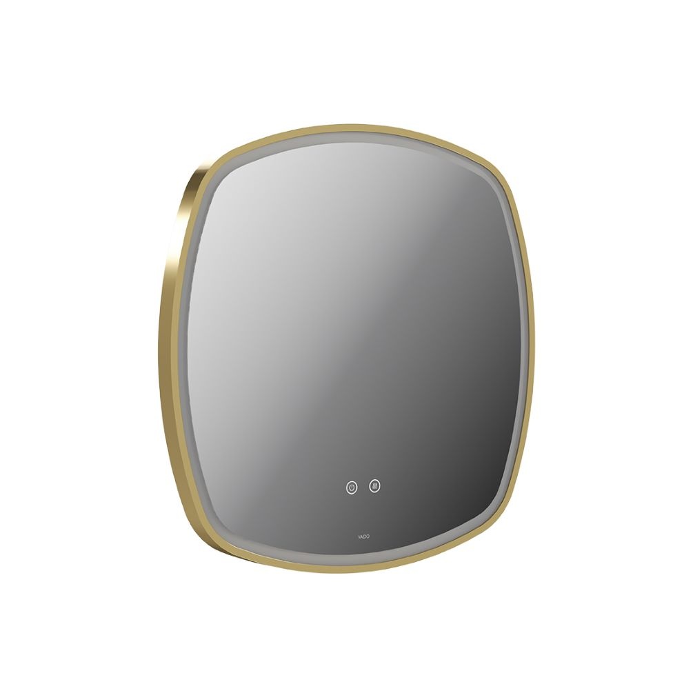 Cut out image of Vado Cameo 600mm Illuminated Soft Square Satin Brass Mirror