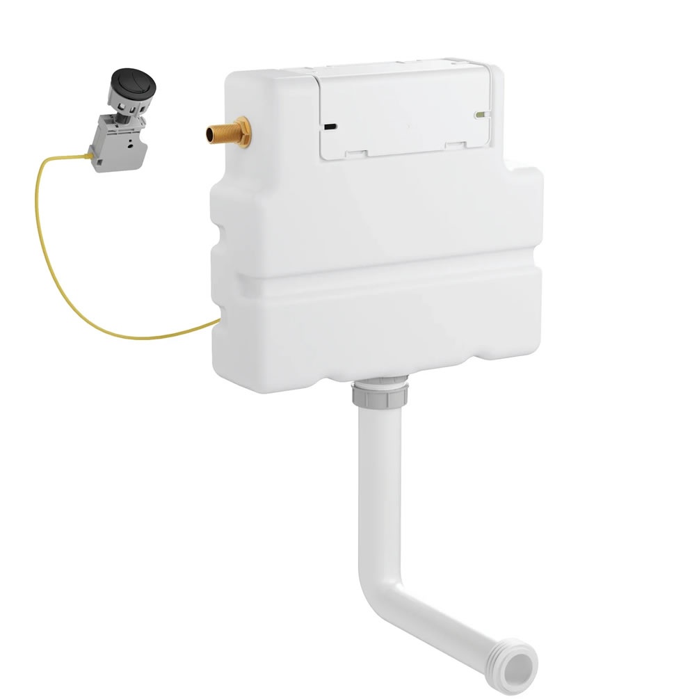 Cutout image of Crosswater 360mm Concealed Back-to-Wall Cistern & Matt Black Dual Flush Button