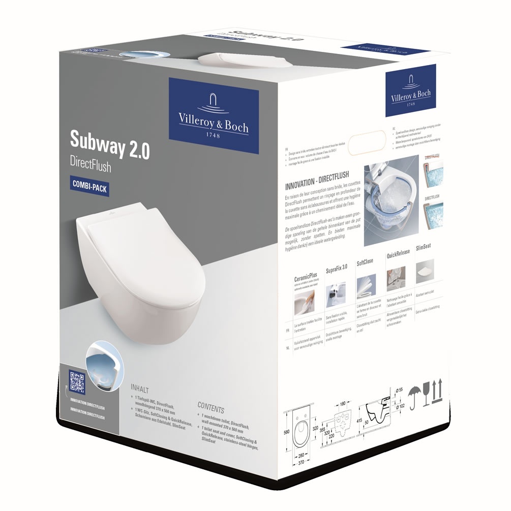 Cutout image of Villeroy & Boch Subway 2.0 Wall-Hung Toilet Combi-Pack Box