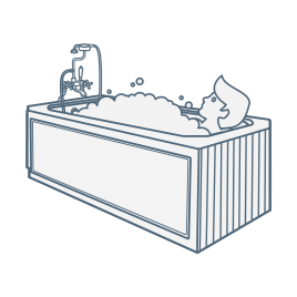 iconography image of a single ended bathtub suitable for one person bathing or bathing from one end