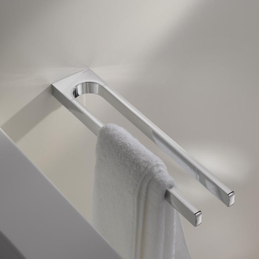 Product Lifestyle image of Keuco Collection Moll Chrome Double Arm Towel Rail 12718 010000 /12719 010000