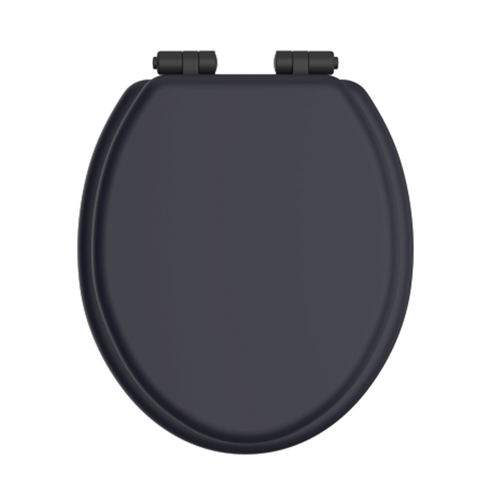 Heritage Midnight Blue Soft Close WC Seat With Matt Black Hinges