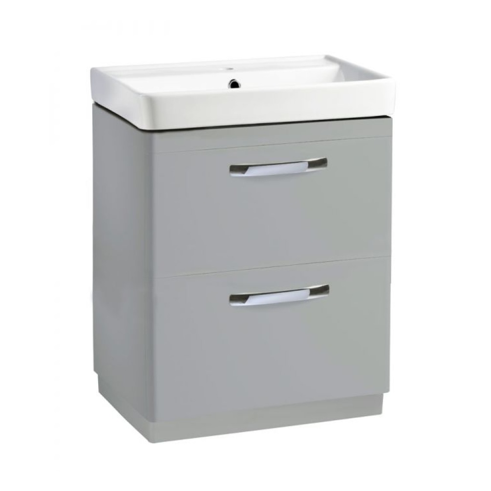 Photo of Tavistock Compass 600mm Freestanding Gloss Light Grey Double Drawer Unit & Basin