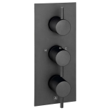 Product Cut out image of the JTP Vos Matt Black Dual Outlet Portrait Concealed Shower Valve