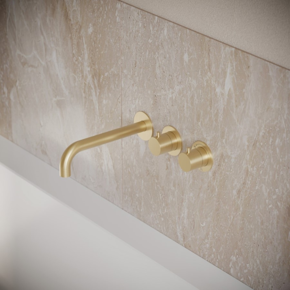 Crosswater Module Brushed Brass 2 Handle Shower Valve & Bath Spout - Lifestyle