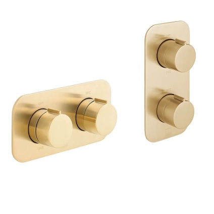 Cutout image of Vado Individual Altitude Brushed Gold Dual Outlet Thermostatic Shower Valve