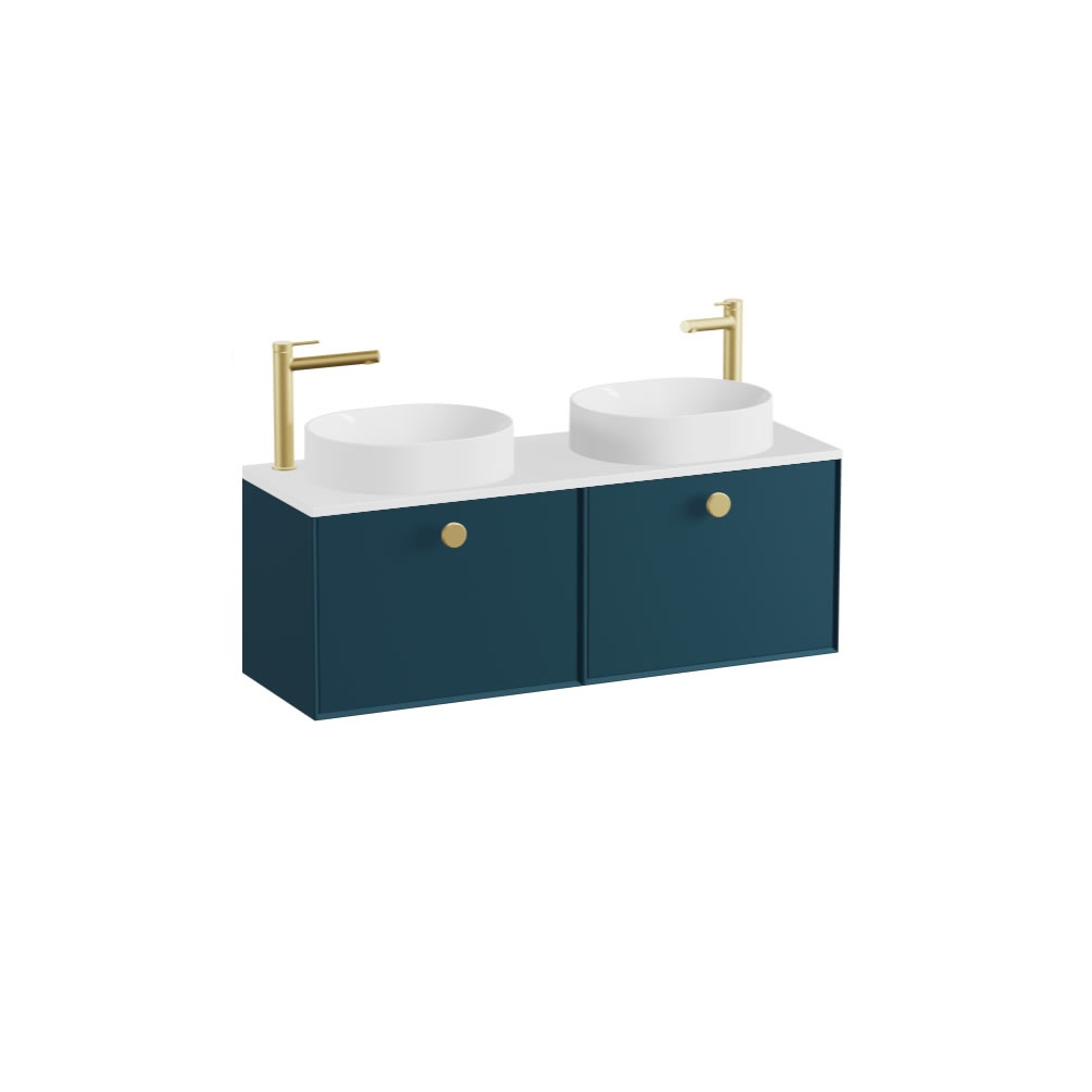 Vado Safari Smooth 1200mm Atlantic Blue Wall Hung Vanity Unit & Gloss White Worktop