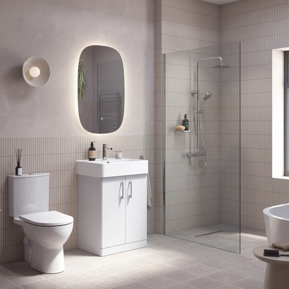 Tavistock Arlo 600mm Gloss White Freestanding Vanity Unit & Basin - Lifestyle