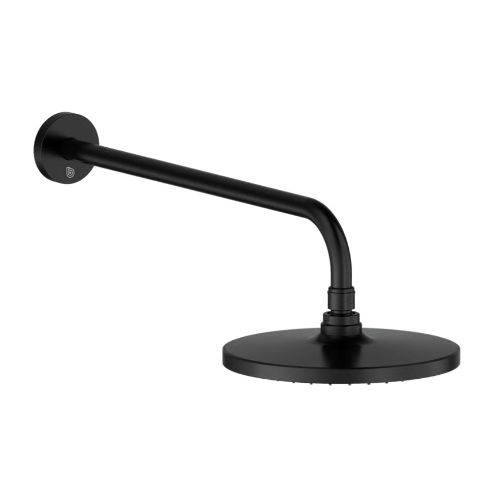 Crosswater Mada Matt Black Shower Head & Arm Cut Out