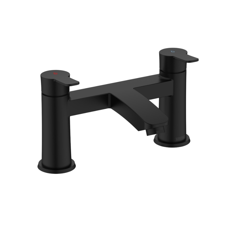 Product cut out image of the Bristan Appeal Black Deck Mounted Bath Filler