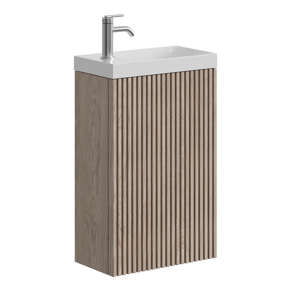 Crosswater Limit Modern Oak 400mm Wall Hung Vanity Unit & Basin