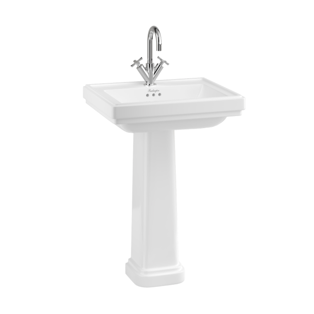 Product Cut out image of the Burlington Riviera 580mm Square Basin & Pedestal with one tap hole