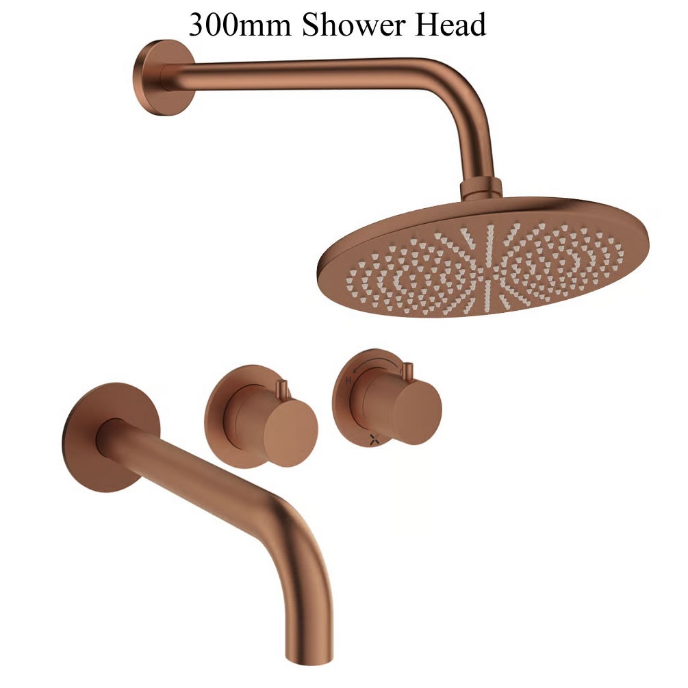 Cutout image of Crosswater Module Brushed Bronze Dual Outlet Rainfall Shower Bath Set