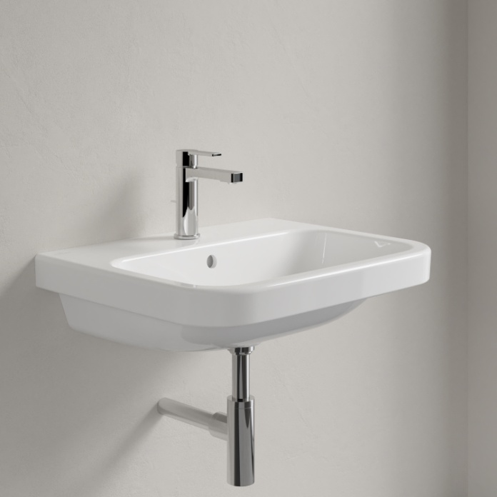Lifestyle image of Villeroy and Boch Architectura Wall Mounted 600mm Handwashbasin in white with single chrome tap
