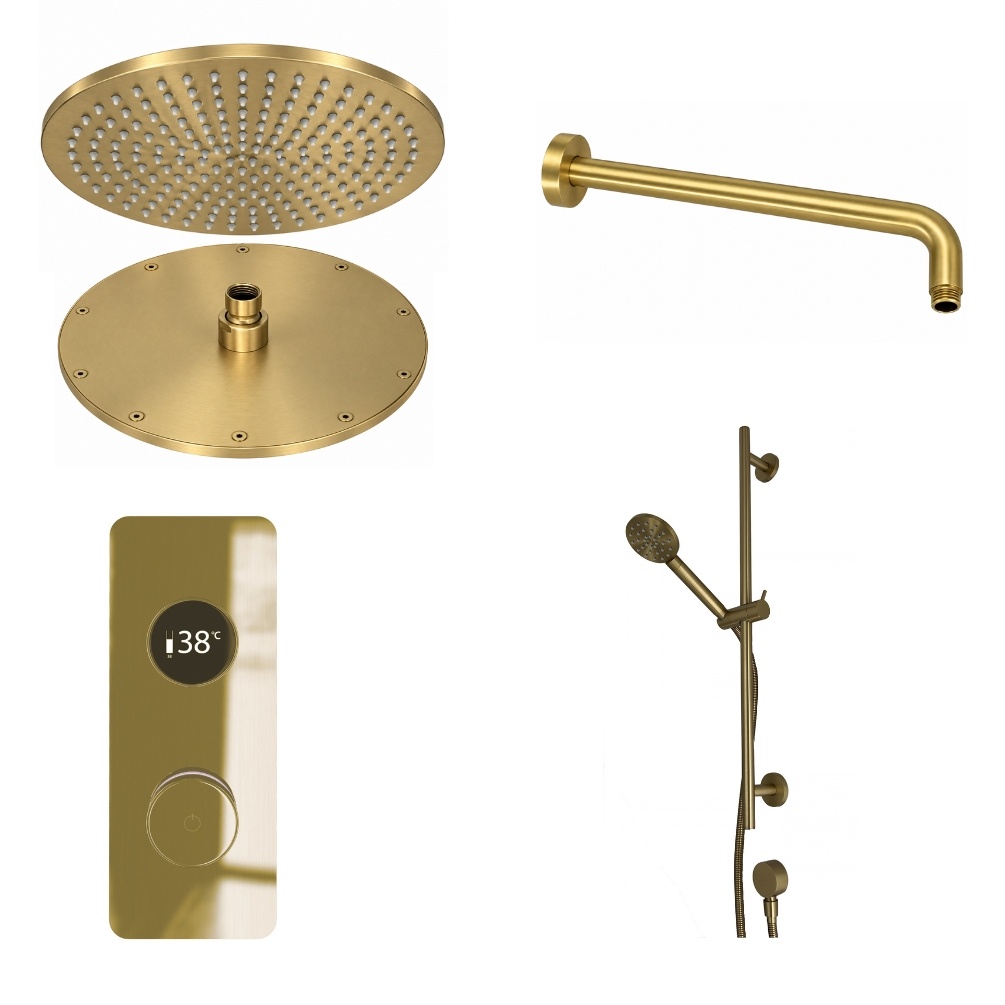 Ted Togo Brushed Brass Square Valve Wall Arm Cut Out
