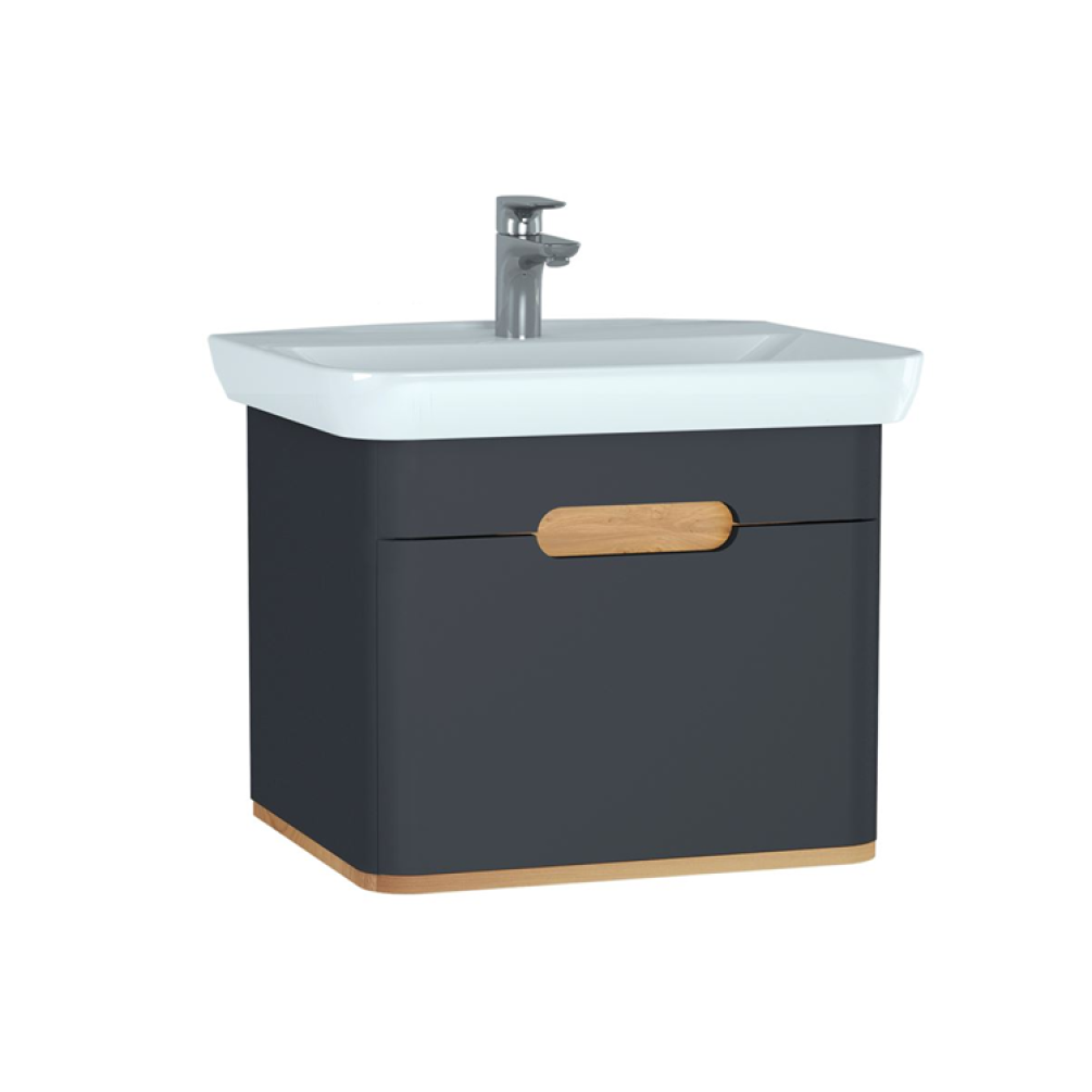 Photo of Vitra Sento Matt Anthracite 650mm Single Drawer Vanity Unit Cutout