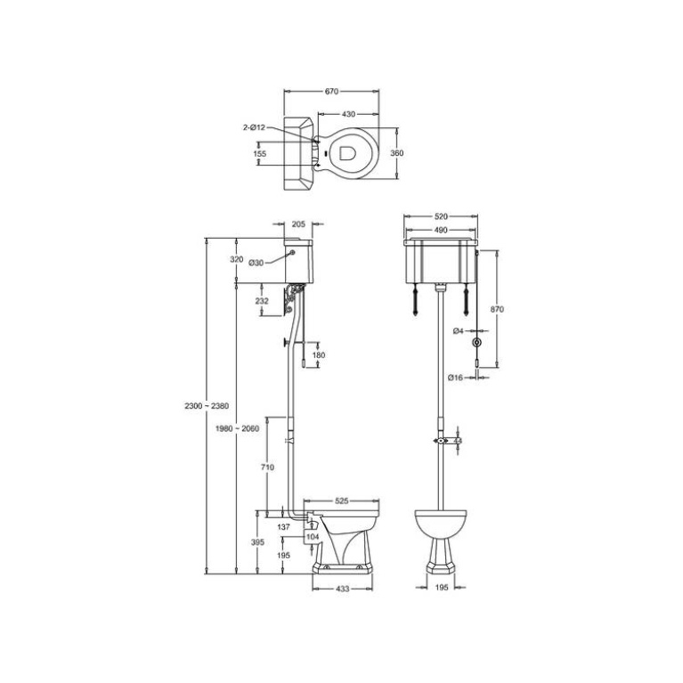 Burlington High Level Toilet Sanctuary Bathrooms