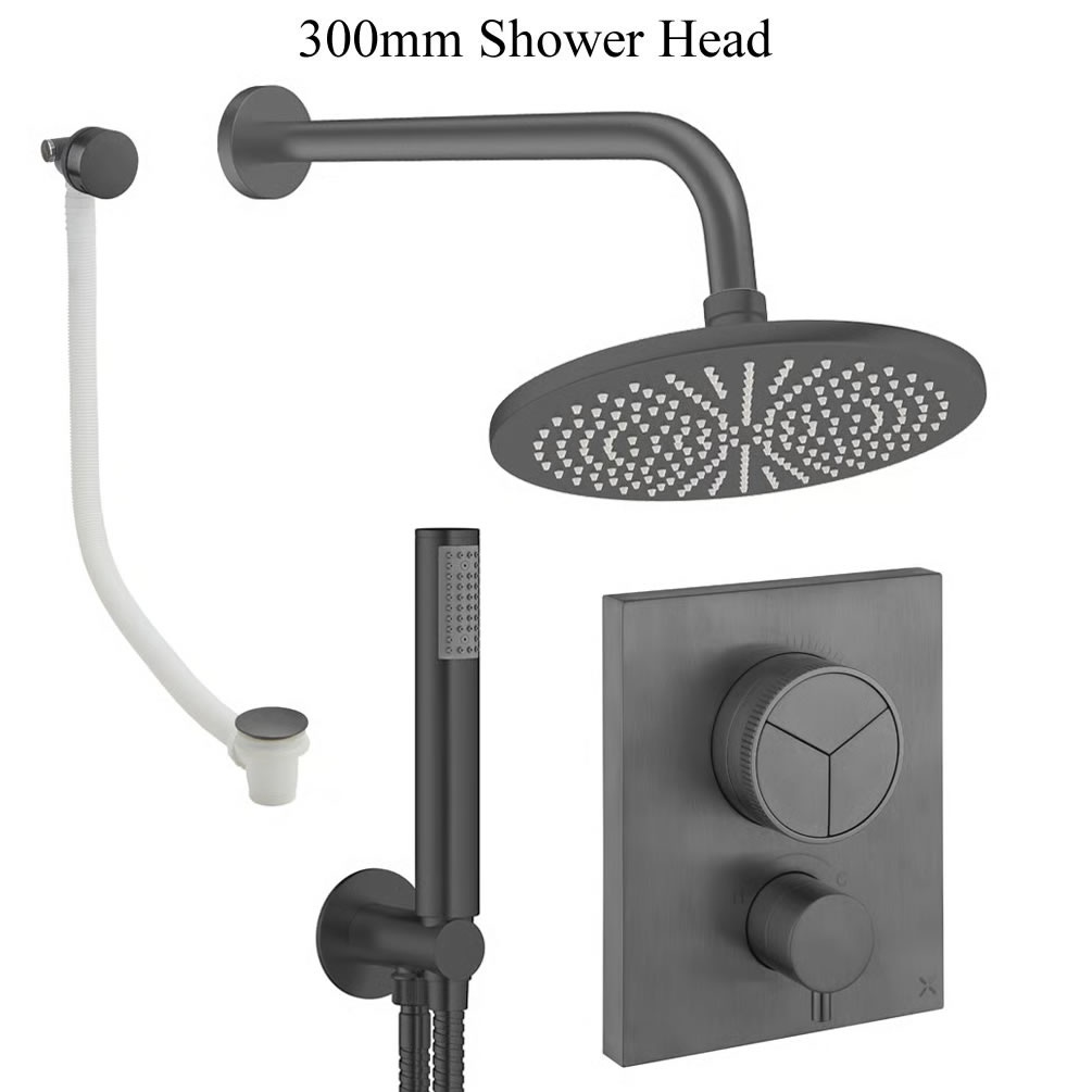 Cutout image of Crosswater Crossbox Push Slate Triple Outlet Shower Bath Set